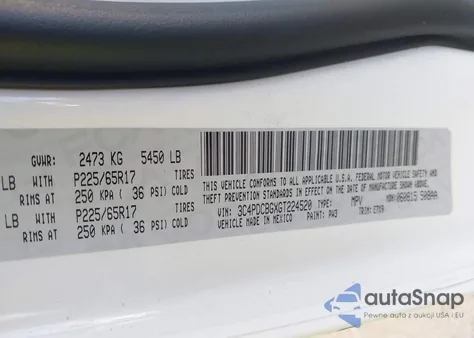 2016 Dodge Journey Sxt from USA, damaged, VIN 3C4PDCBGXGT224520